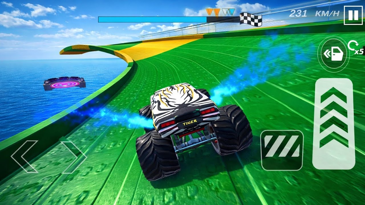 IMPOSSIBLE Mega Ramp Monster Truck Stunt Game: BeamNG Extreme Crashes! | Android Gameplay