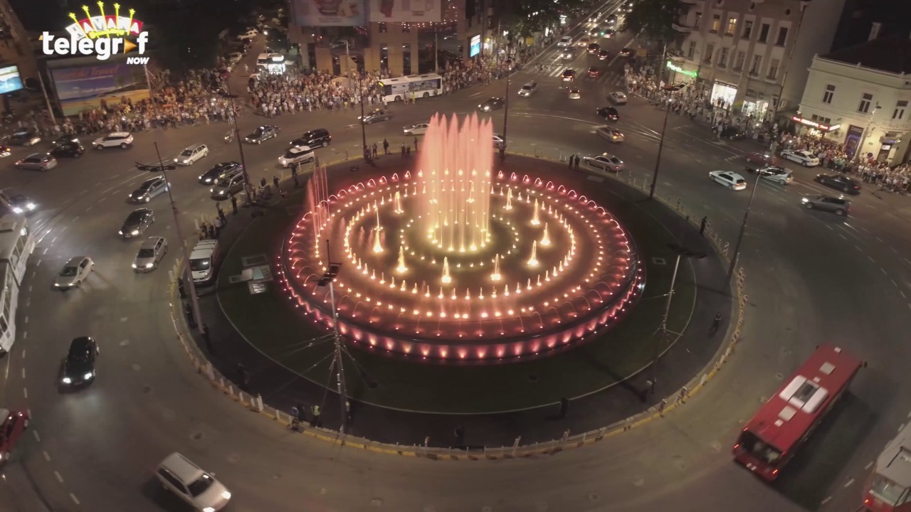 Fontana na Slaviji u Beogradu iz vazduha (4K video sa drona)