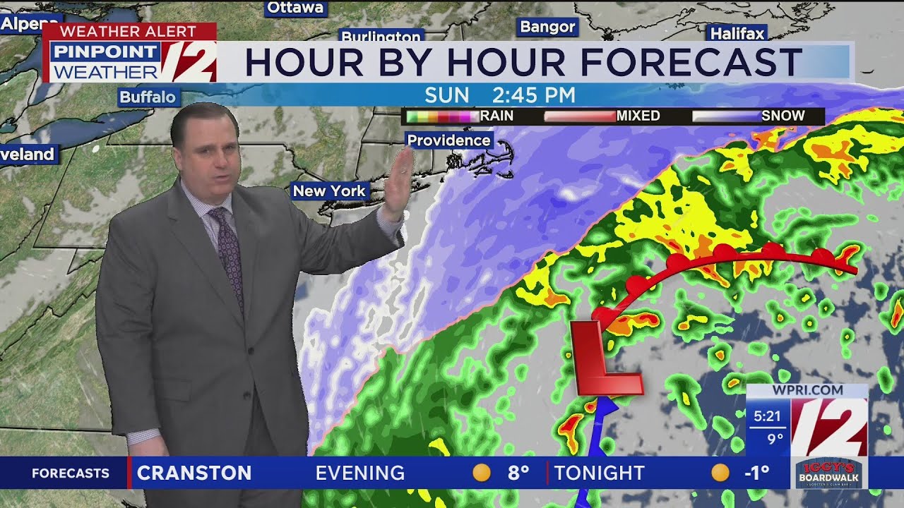 WPRI 12 Weather Forecast for 1/20/25:  Very cold today; light snow and strong winds Sunday