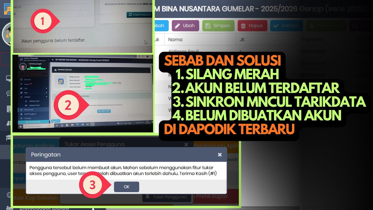 SOLUSI AKUN BELUM TERDAFTAR DAN SINKRONISASI MUNCULNYA TARIKDATA DI DAPODIK TERBARU