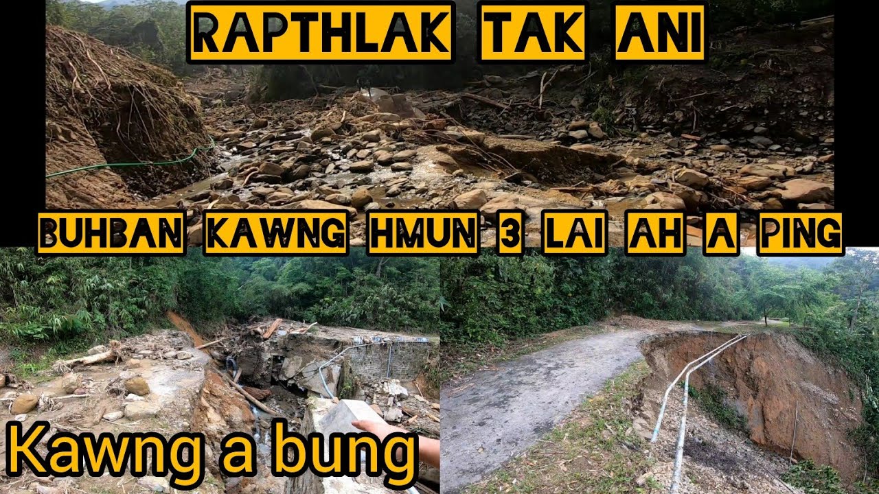 Buhban kawng a bung, a rapthlak hlemai,, Cyclone Remal vang a thlipui leh Ruah tam tak sur vangin.