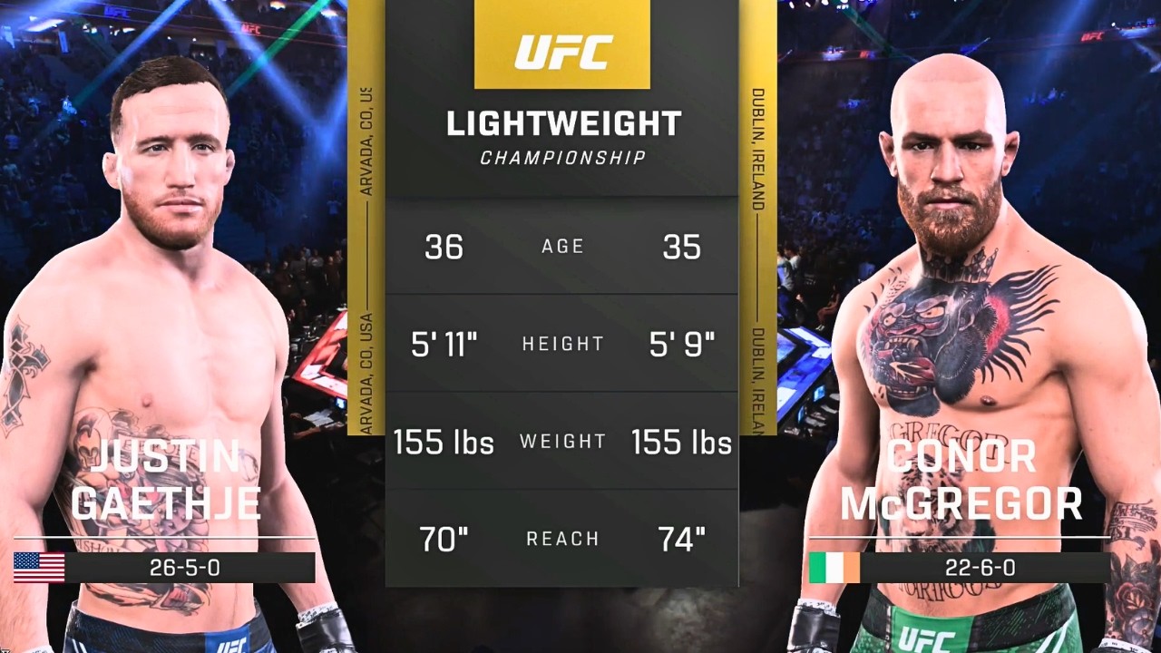 Conor McGregor vs Justin Gaethje FULL FIGHT | UFC 5 AI Simulation Gameplay (CPU vs CPU)