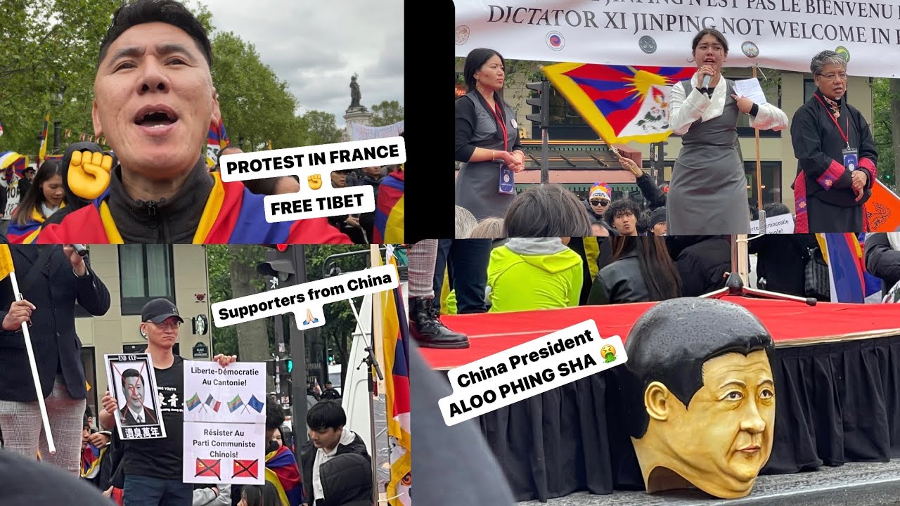 China President Aloo Sha phing in France#Protest/Vlog176#France#USA#India#FreeTibet