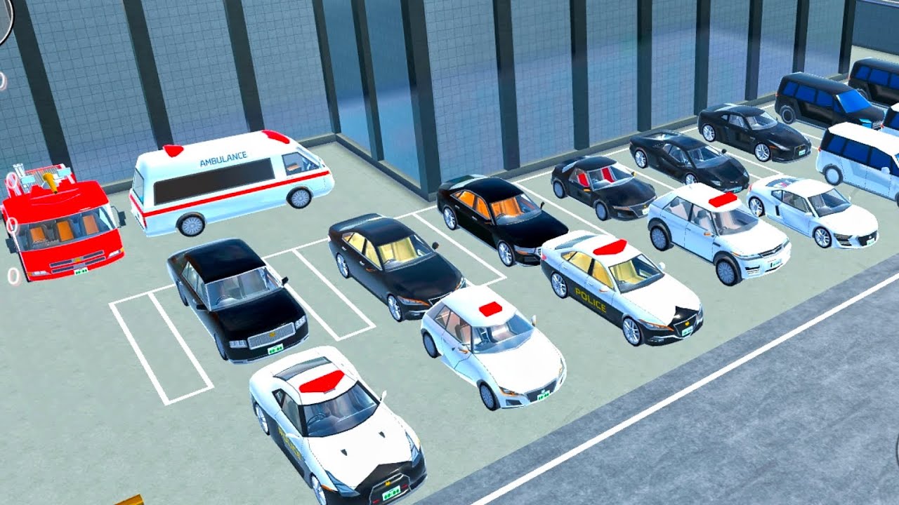 Collection of police cars and black car 🚗 and collection of emergency vehicle 🚑 Near school