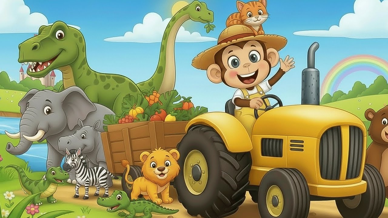 Monkey Tractor: Move Ducks, Cows, Pigs and Harvest Sugar Beetroot | Farm Work🐒🚜