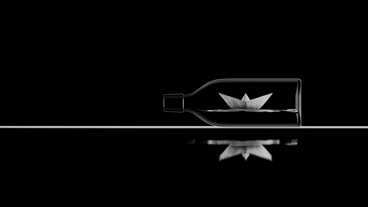 Relaxing Minimal Loop – Paper Boat in Bottle - 1 Hour - 4K - HD - Live Wallpaper - Screensaver