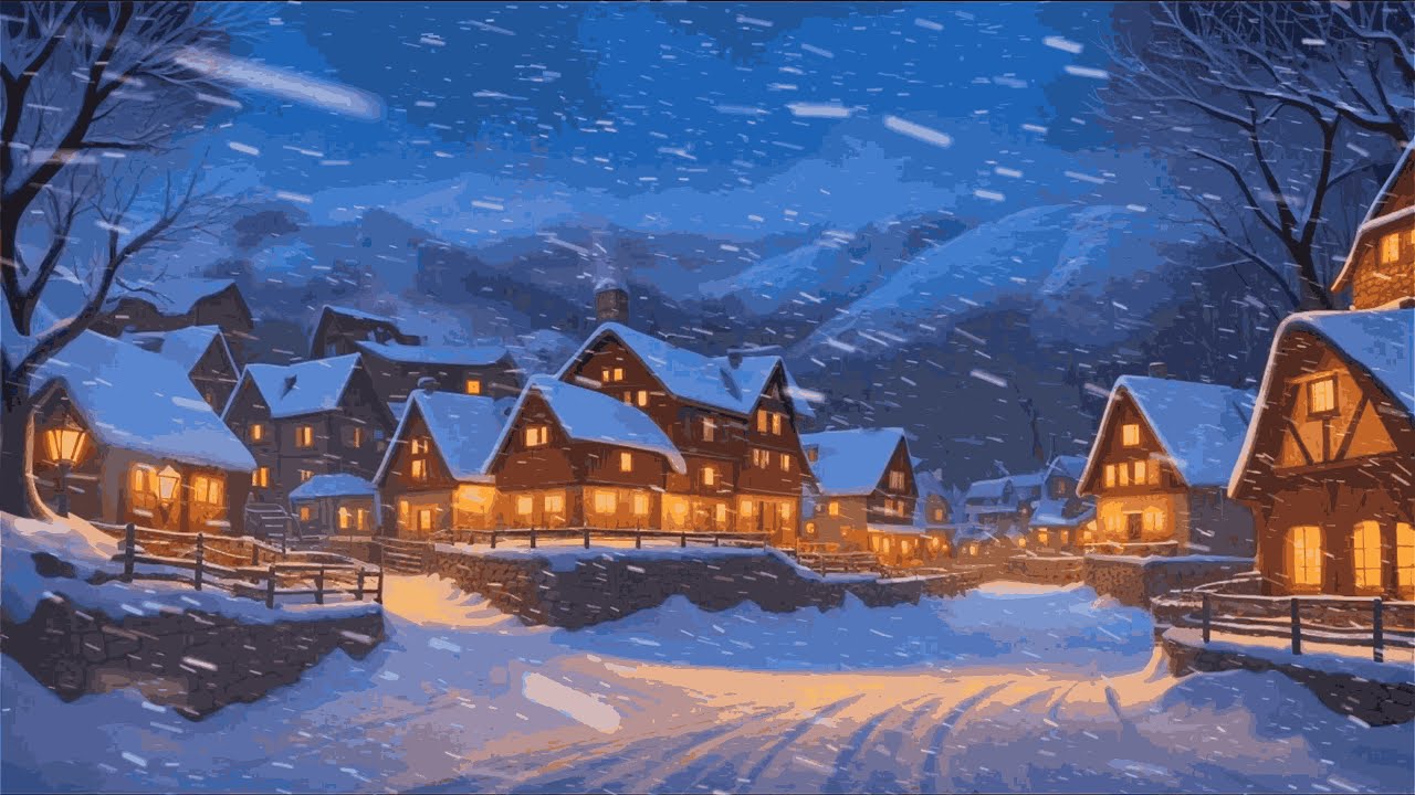 🔴 Live Snow Storm in Medieval Village | Winter Storm & Howling Wind Sounds For Sleeping