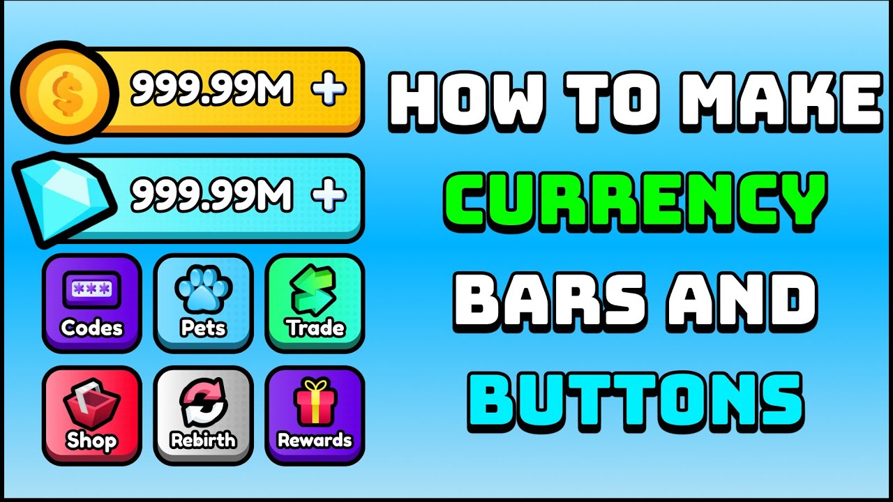How to make Currency Bars and Buttons HUD | ROBLOX GUI