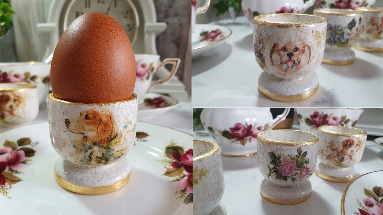 Vintage Porcelain Effect Egg Cups #decoupage #home decor #mixedmedia