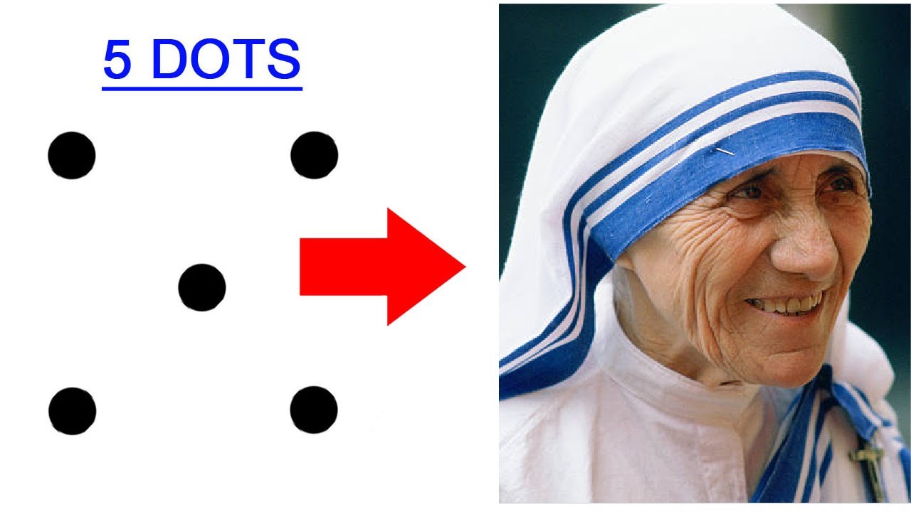 Mother Teresa drawing from 5 dots easy - How to draw mother teresa drawing easy step by step