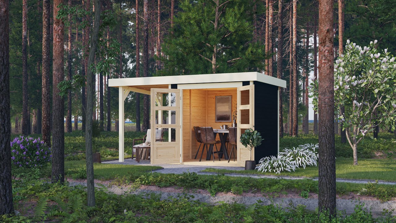 Zeitraffer Aufbau Askola 2 mit Anbaudach 1,50 m in Terragrau