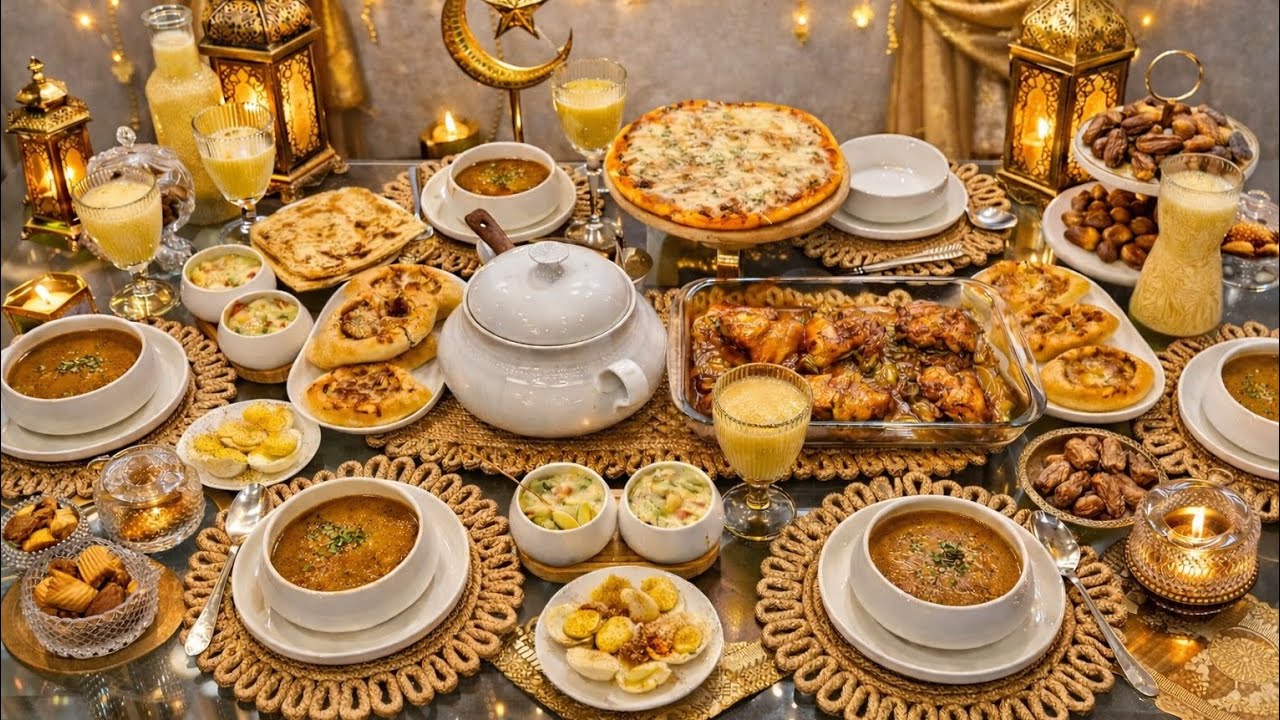مائدة رمضان 🌙إوا هانا هنيتك الالاة من التفكير🤔فطور كامل متكامل بوصفات ساهلة سريعة و إقتصادية👌