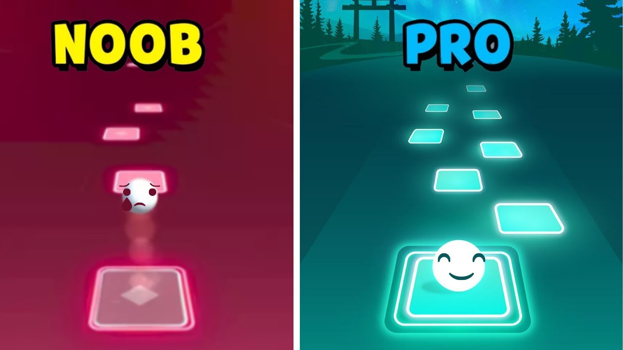 NOOB vs PRO - Tiles Hop: EDM Rush⚽️ لعبة الكرة الموسيقية الاسطورية😍