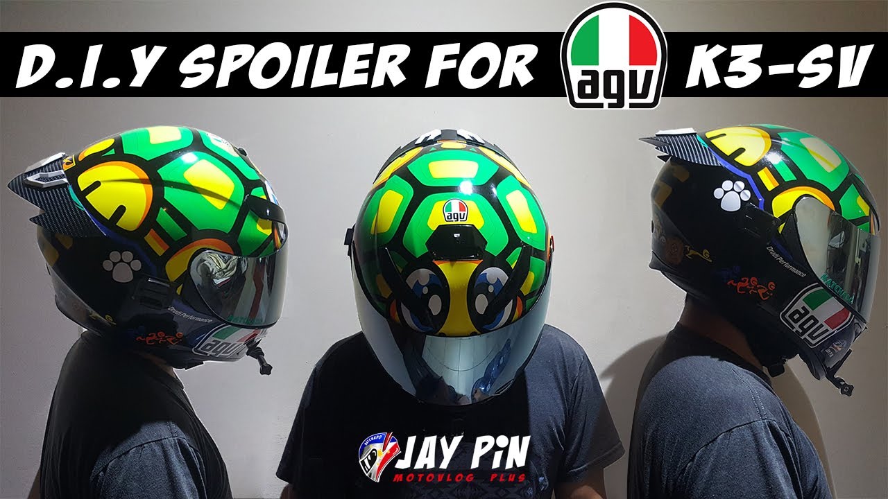 DIY Helmet spoiler for AGV k3 SV - Carbon fiber wrap -English subtittle available