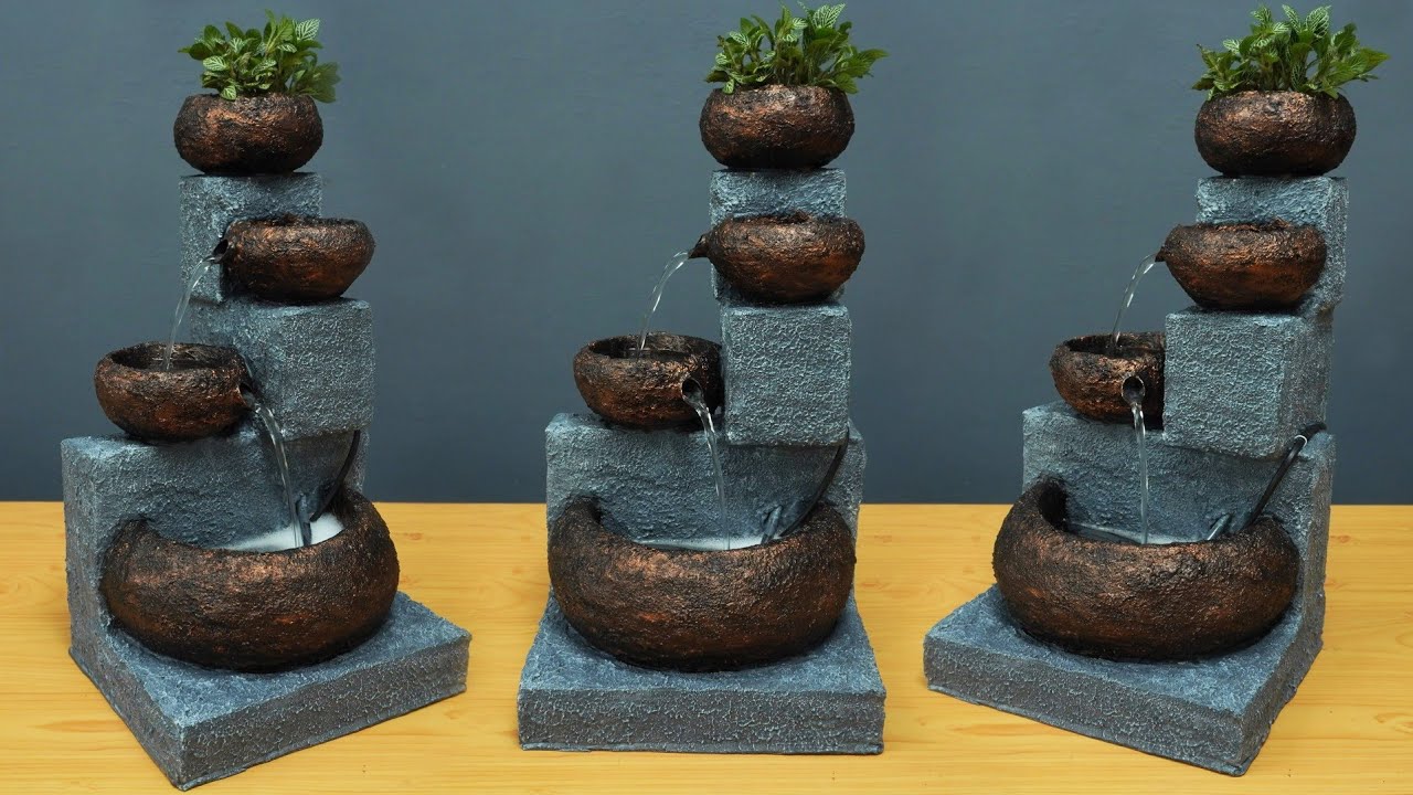 Easy & Simple Home Made Antique Water Fountain | DIY Awesome Indoor Tabletop Water Fountain Planter