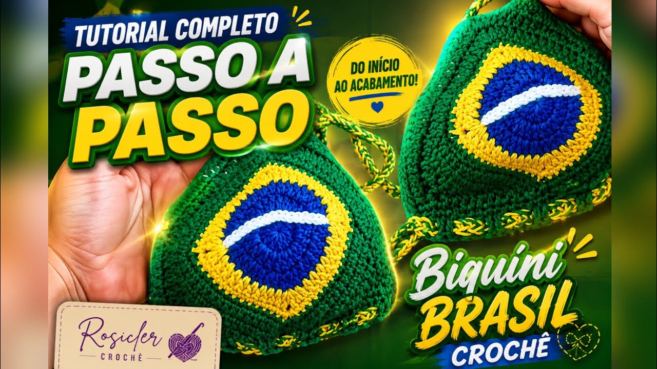 Tutorial completo passo a passo biquíni Brasil Crochê - Parte 1 #crochet #brasil