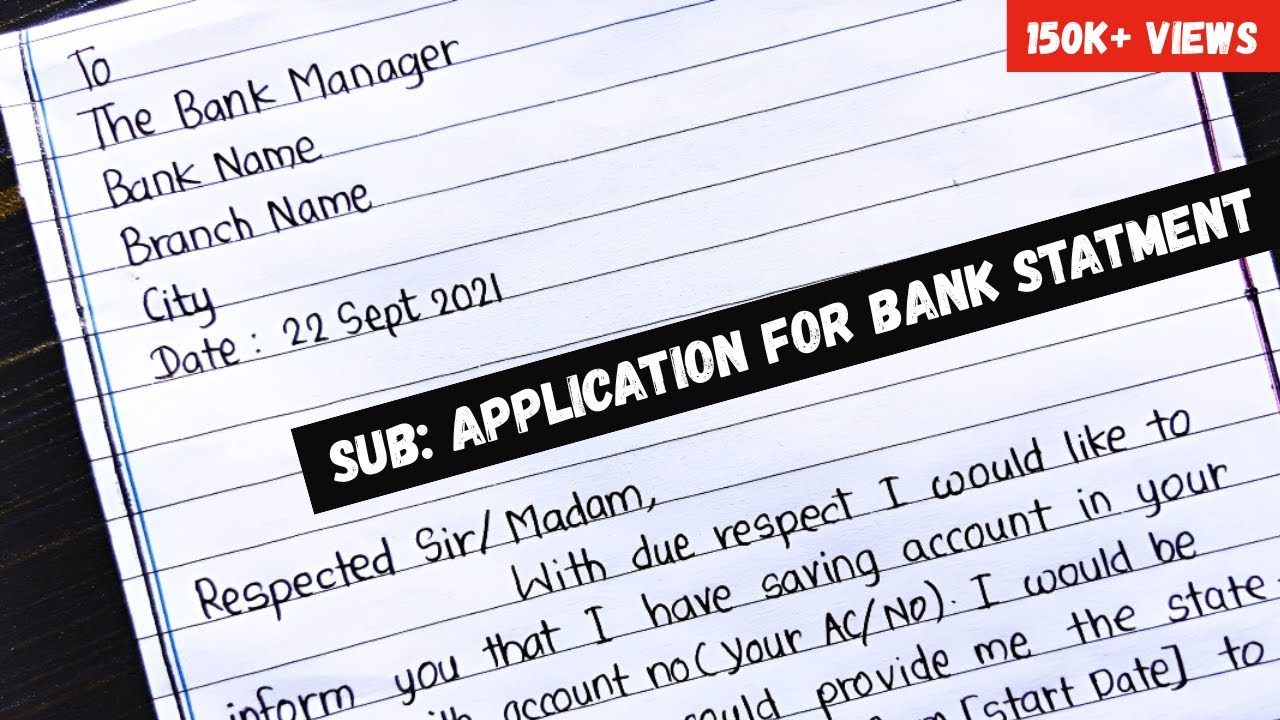 Application for Bank Statement | How to write Application for Bank Statement