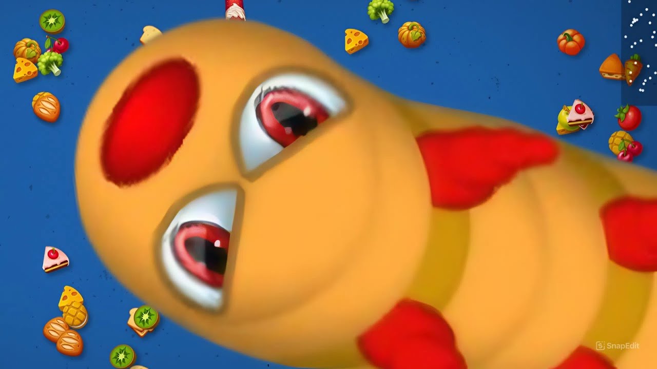 WormsZone io 🐍 GIANT Worm Top 1 Server  Insane Food Feast Gameplay