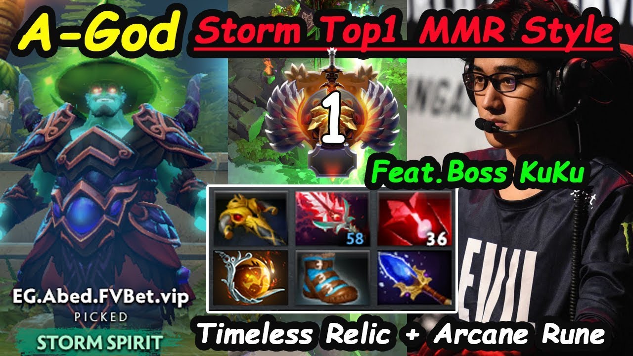 EG Abed [Storm Spirit] A-GOD TOP 1 MMR Style Feat KuKu Dota 2 7.26B pro Gameplay