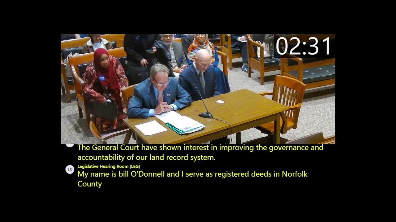 Plymouth County and Norfolk County Registers of Deeds testify in support of House Bill 3971