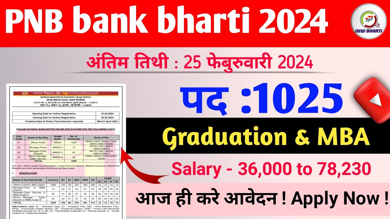 PNB Bank Recruitment 2024 | PNB Bank New Vacancy 2024 | PNB Bank Bharti 2024 | Bank Jobs Jan 2024