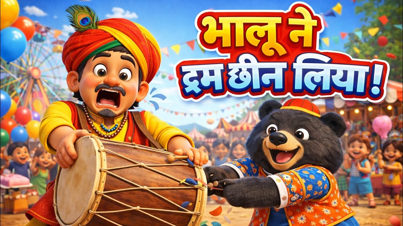 भालू ने ड्रम छीन लिया 😱 | कालू मदारी और भालू | Hindi Rhymes for Kids
