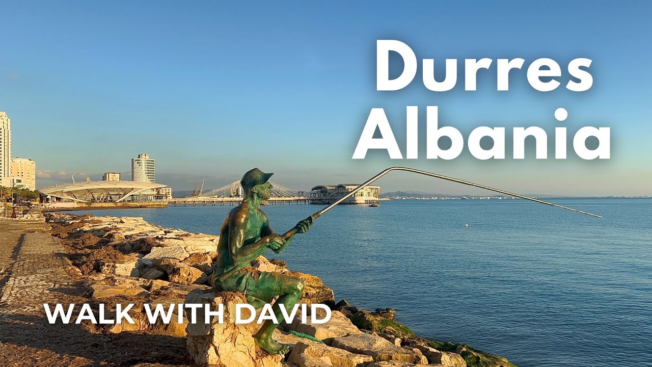 Walking Tour in Durres, Albania | November sunny Day | Historical city | 4K HDR 60fps