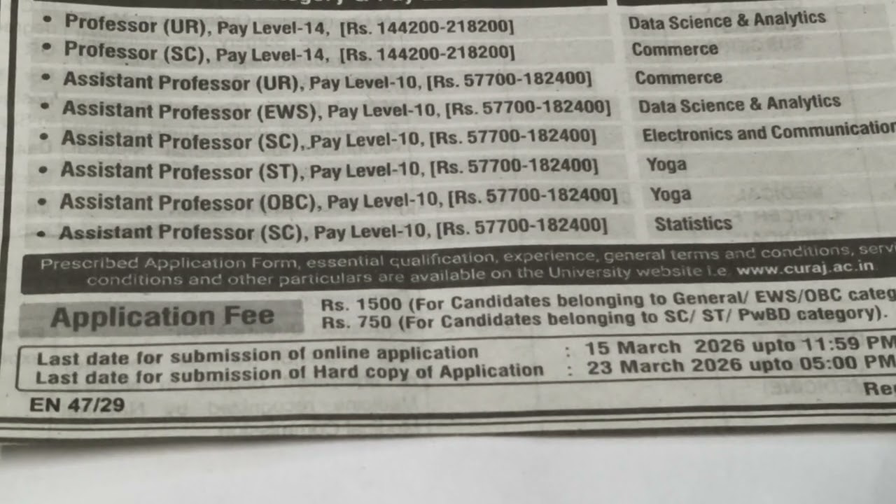 CENTRAL UNIVERSITY OF RAJASTHAN,JOB OPPORTUNITIES,