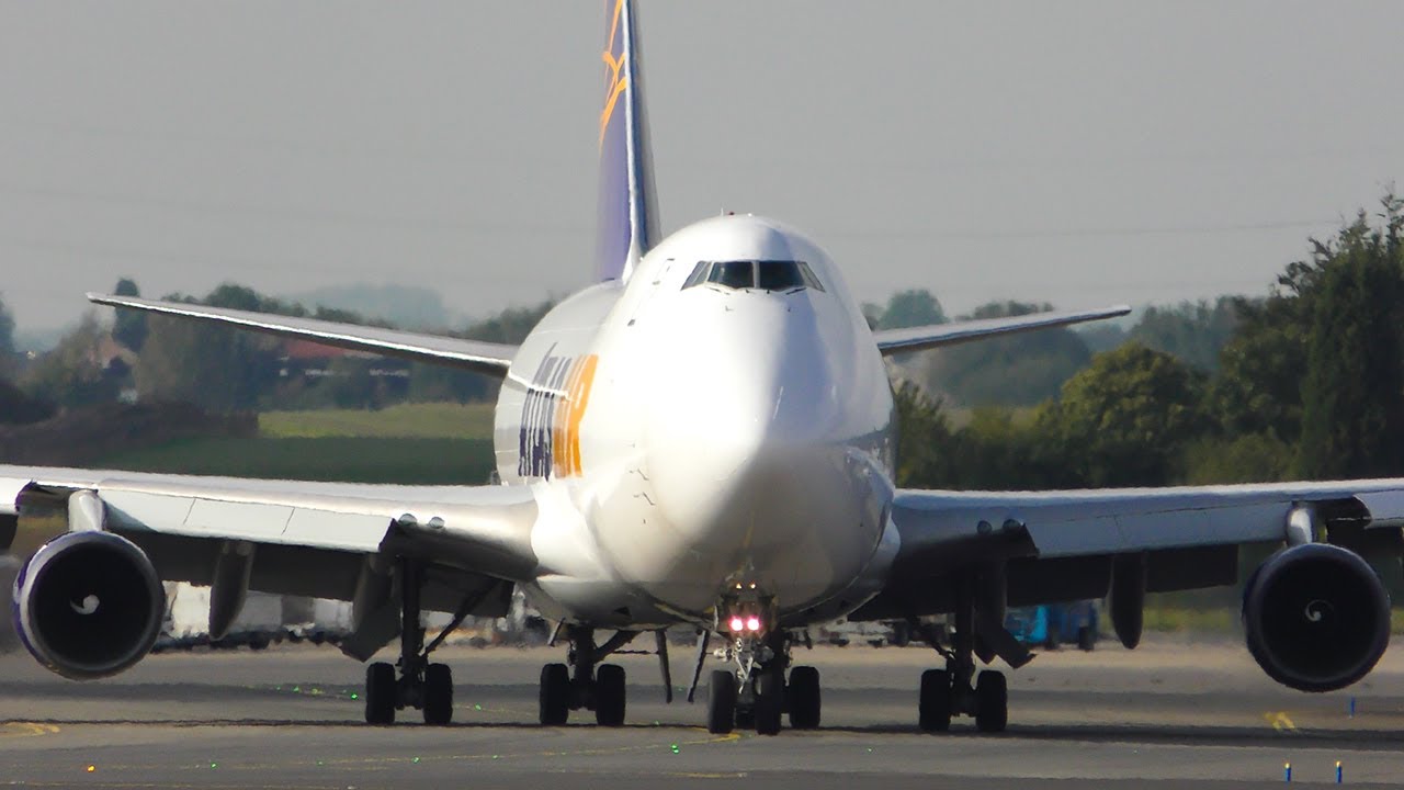 7 Boeing 747 LANDINGS + DEPARTURES at Liege - NEW B747 company - 
