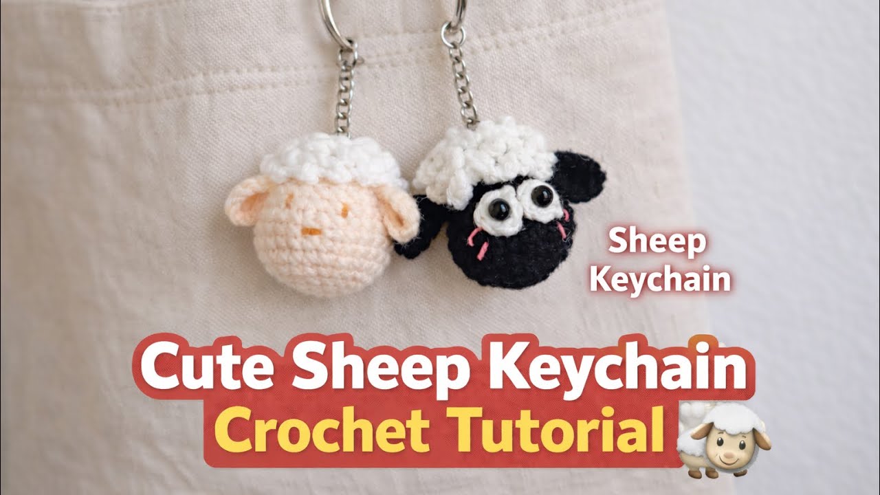 Easy Sheep Keychain Crochet | Anyone Can Make It 🐑 cách móc móc khoá cừu bằng len dễ thương