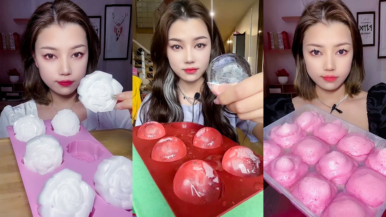 ASMR MUKBANG SOFT AND CRISPY ICE EATING SOUNDS - ASMR 먹방 부드럽고 바삭한 얼음 먹는 소리