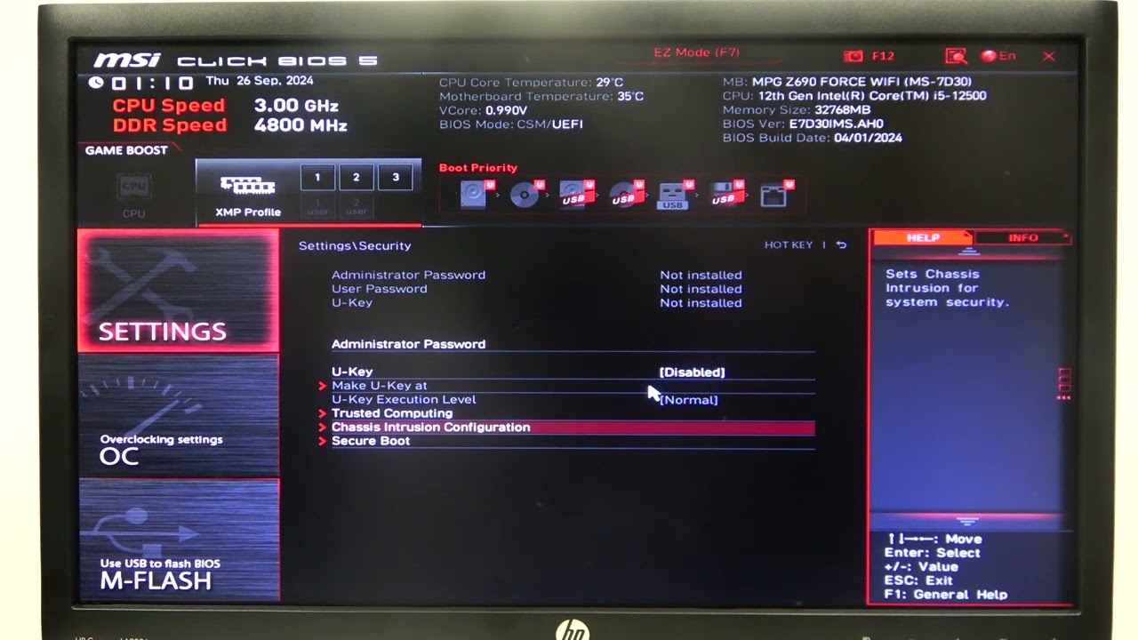 MSI Z690 Series - How to Enable/Disable Security Device Support? | Manage TPM and Security Features