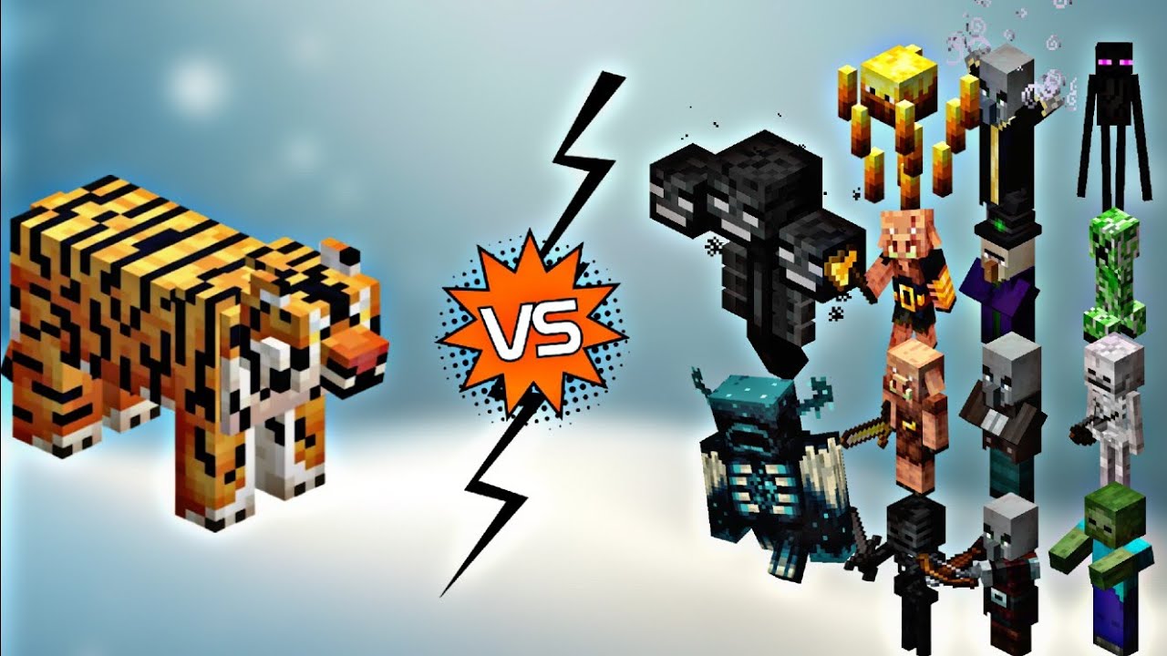 MINECRAFT ALL MOBS VS TIGER FIGHT||MINECRAFT MOB BATTLE||