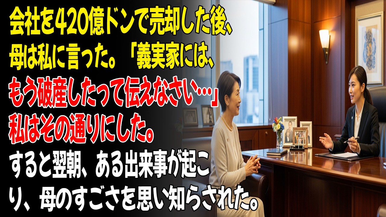 ❤️会社を420億ドンで売却したとき、母は私に言った。「義実家には、もう破産したって伝えなさい…」私は母の言う通りにした。すると、その結果は思いがけないものだった。😡...ㅣ黄昏恋ㅣ老後の物語ㅣ再婚