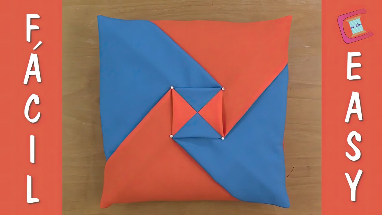 💙Cojín Drapeado Cuadrado Bicolor🧡 SMOCKING CUSHION-CAPITONE-FABRIC MANIPULATION