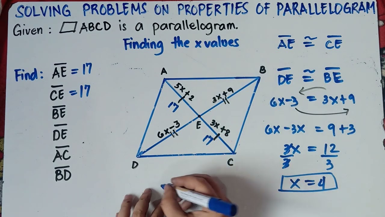 Diagonals of Parallelogram | Finding x values and Angles | Explain in Detailed  |