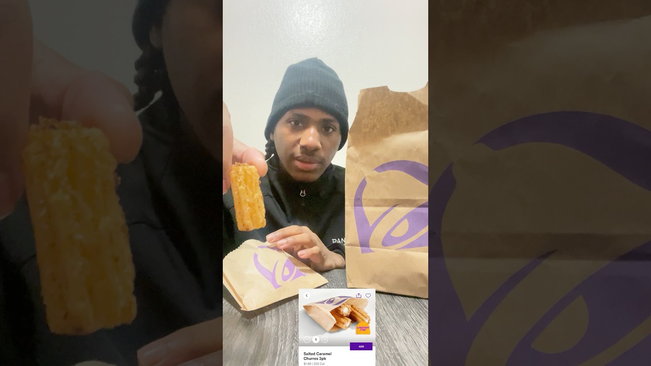 trying taco bell’s new salted carmel churros 🔔
