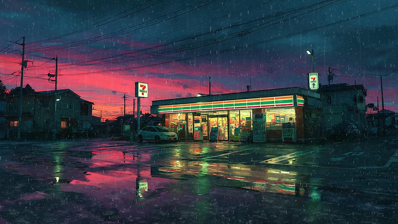 Tokyo Twilight Rain 🌧️ Relaxing Lofi by the Night Store Lights