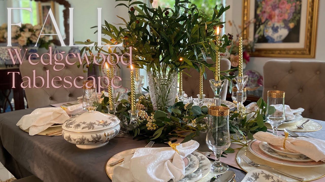 Subdued Fall Tablescape Featuring Wedgwood Collection