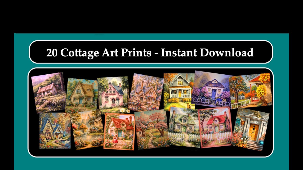🏡 Cottage Charm Collection &ndash; Bundle of 20 Quaint Country Art Prints