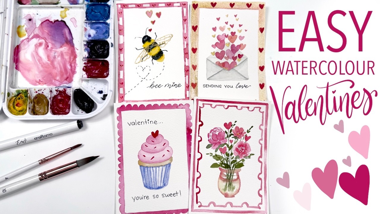 Easy Watercolour Valentine Cards!