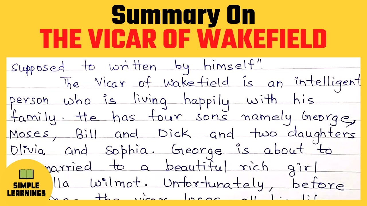 The Vicar Of Wakefield By Oliver Goldsmith Summary In English