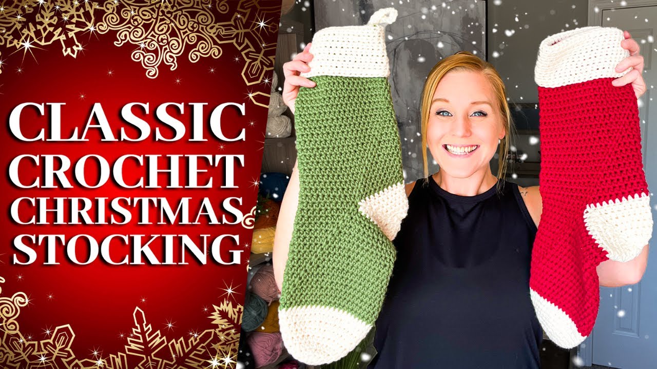 Left Handed EASY Classic Crochet Christmas Stockings // Beginner Friendly // Step-By-Step Tutorial