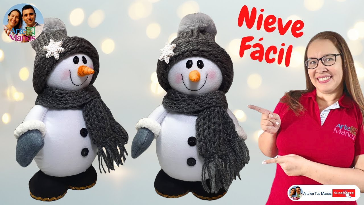 🔴Cómo Hacer MUÑECOS DE NIEVE Fáciles | Tutorial Con Arte en Tus Manos, altura 34 cm