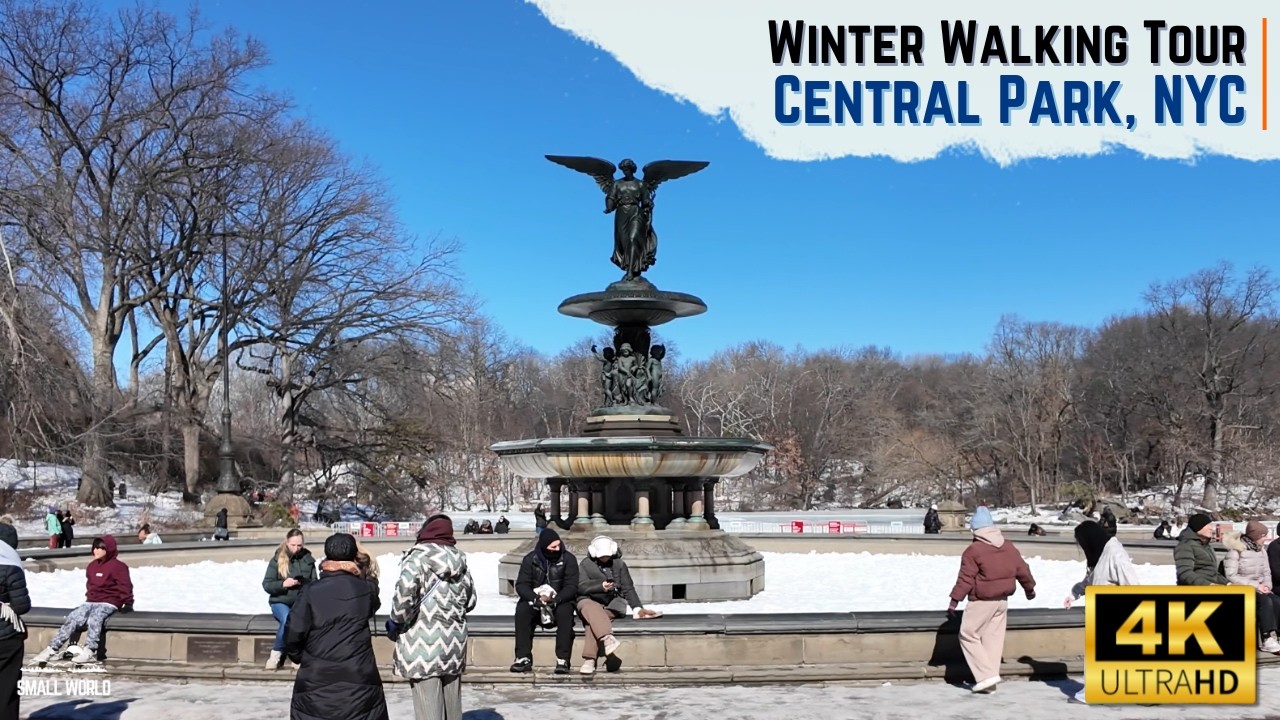 Central Park, New York City | Snowy Morning Walking Tour - [4K HDR] Ambience