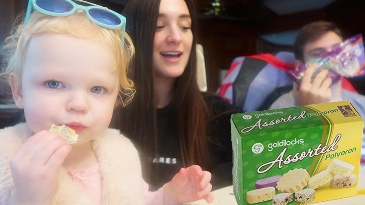 baby's reaction to filipino snacks :: taste test :: polvoron, ube piaya + more
