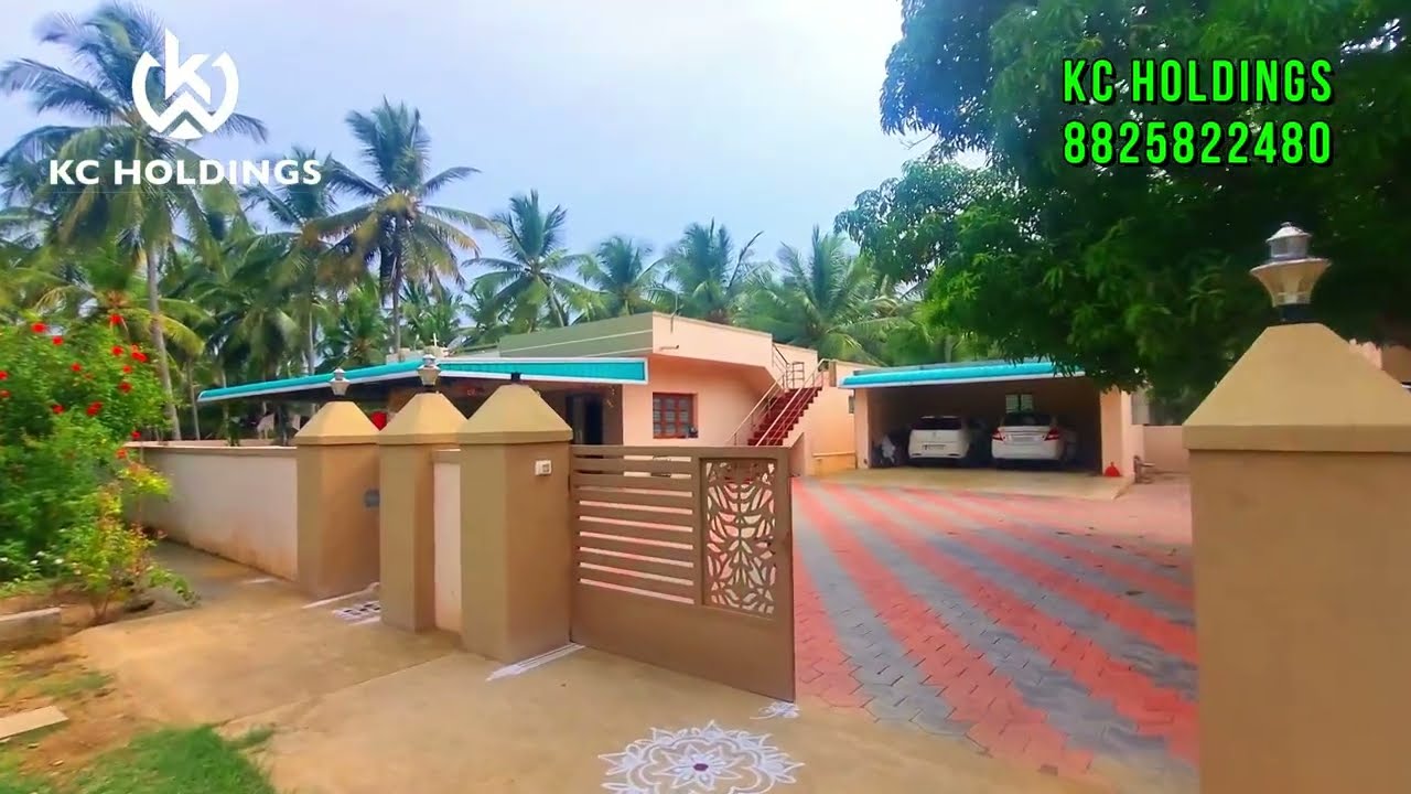 8 Acres Coconutfarm for Sale with Bungalow in Coimbatore Puravipalayam Near | 3 Side River Base Farm
