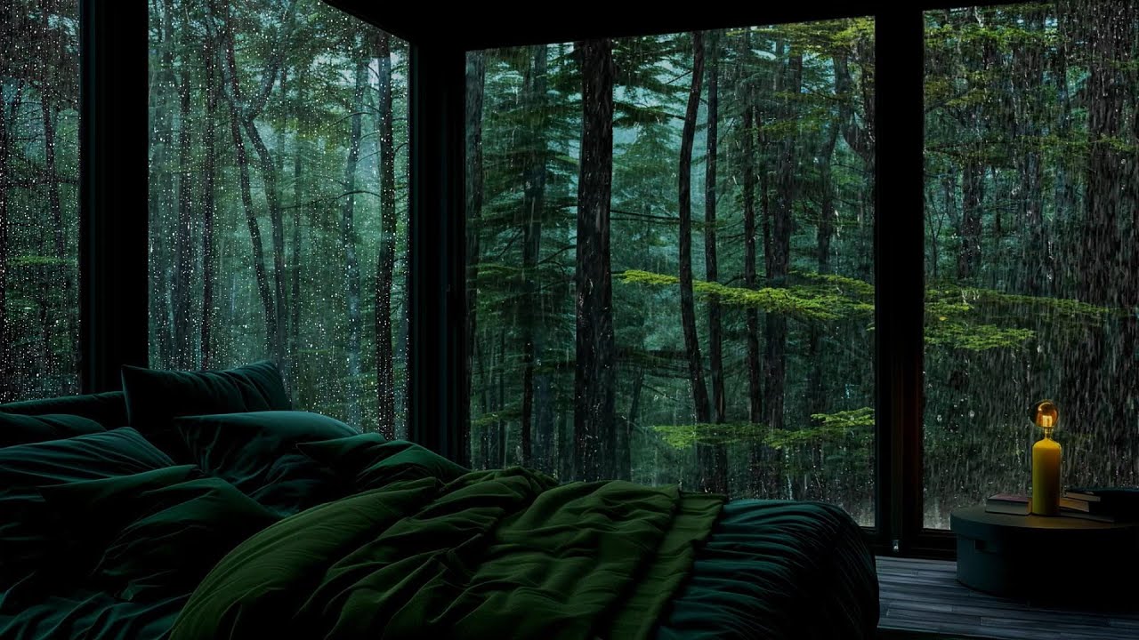 Rain Sound in Forest ⛈️ Heavy Rain on Window for Fast Sleep | Peaceful Rain Ambience for Deep Rest