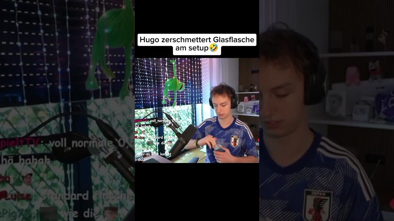 Letshugo zerst&ouml;rt sein ganzes Setup mit einer Glasflasche 🤣 #letshugo #shorts #witzig