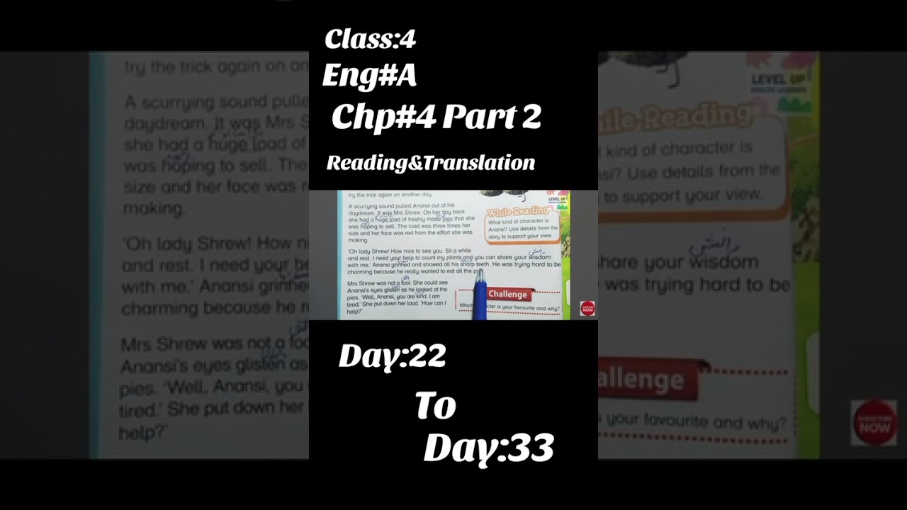 Class: 4 English A Chp#4 part 2 Reading & Translation